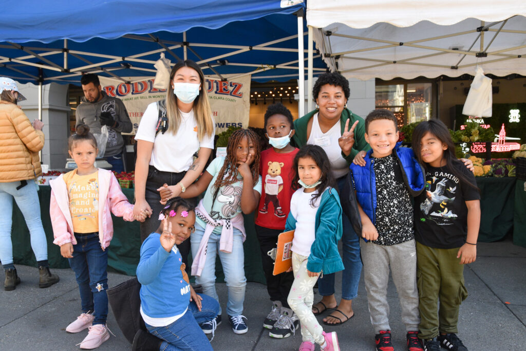 A group of Foodwise Kids at the farmers market
